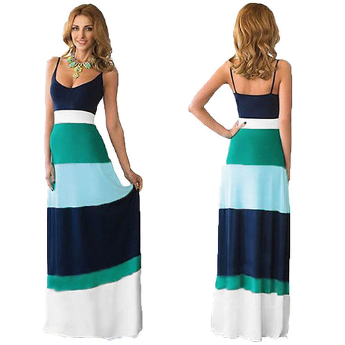 Splicing color stripe dress