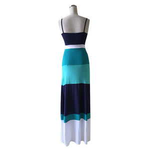 Splicing color stripe dress