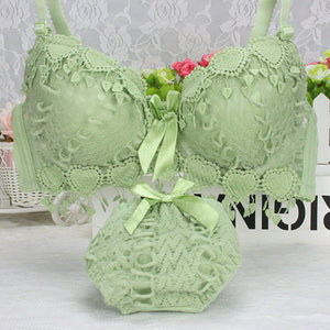 Embroidery Tassel Cotton Bra Panty Set