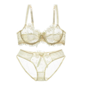 Fashion embroidery bras underwear women set