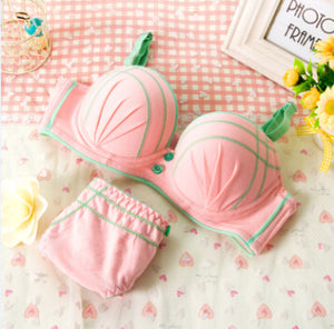 Cotton thin cup bras and briefs set