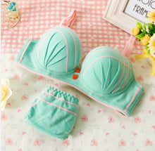 Cotton thin cup bras and briefs set