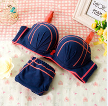 Cotton thin cup bras and briefs set