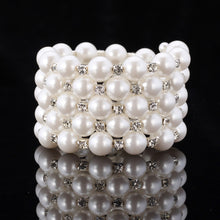 U7 White/Black Bead Bracelet For Women Multi-layer Synthetic Pearl Rhinestone Fashion Wedding Jewelry Big Bracelets Bangles H466