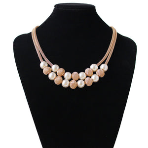 F&U Gold Color Chain Gold and Silver Color Ball Pendant Necklace