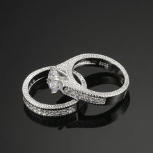 Silver Color Luxury 2 Rounds Bijoux Fashion Wedding Ring