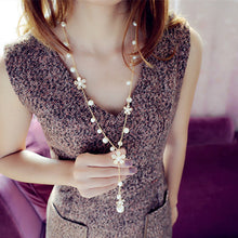 Flower Long Simulated Pearl Necklace