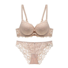 solid flower lace bra set