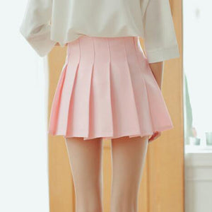 American School Style elegant half Pleated mini Skirt