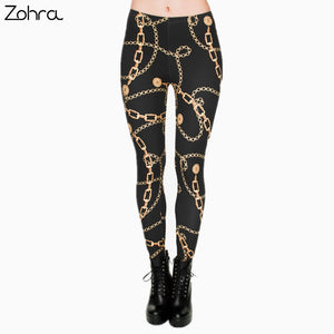 High Elasticity Gold Chains Legging