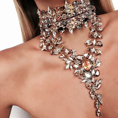 3 Colors Vintage Baroque Crystal Choker Necklace