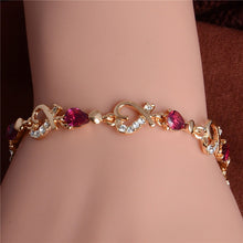 Colorful Austrian Crystal Fashion Heart Chain Bracelet