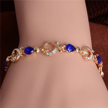 Colorful Austrian Crystal Fashion Heart Chain Bracelet