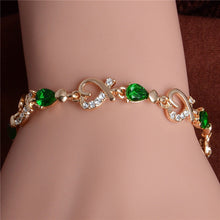 Colorful Austrian Crystal Fashion Heart Chain Bracelet