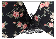 Silk Lace Flower Push up Big Bow Bra and Hollow out Panties