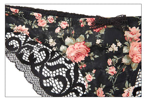 Silk Lace Flower Push up Big Bow Bra and Hollow out Panties