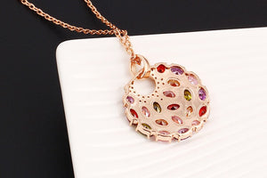 Trendy Alloy Link Chain Colorful Round Crystal Pendant