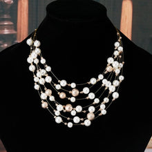 Gold Color Multilayer Chain Imitation Pearls Necklaces