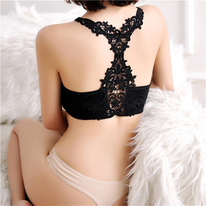 Summer Black Cropped Soft Beach Party Lace Bra