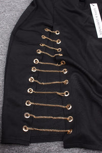 Black Gold Chain Cut Out Slim Skirt