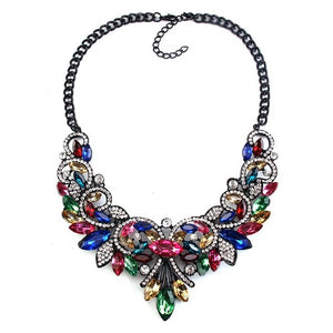 New Spring Colorful Crystal Maxi Statement Necklace