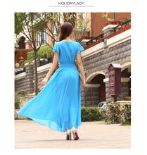 Chiffon Solid V-Neck Causal Loose Style Maxi