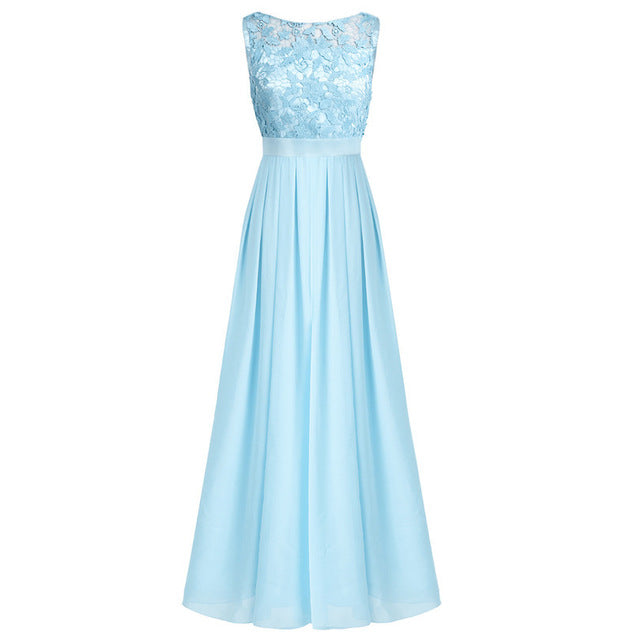 Embroidered Chiffon Bridesmaid Long Dress