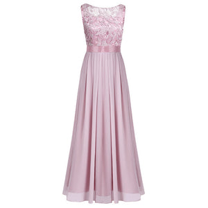 Embroidered Chiffon Bridesmaid Long Dress