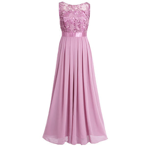 Embroidered Chiffon Bridesmaid Long Dress