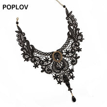 POPLOV Vintage Black&White Lace Choker Necklace