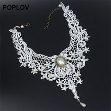 POPLOV Vintage Black&White Lace Choker Necklace