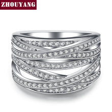 Luxurious Hollowed-out Cubic Zirconia Silver Color Ring