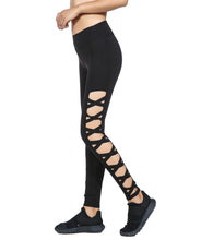 Activewear Cross Women Leggings Black Cut Out