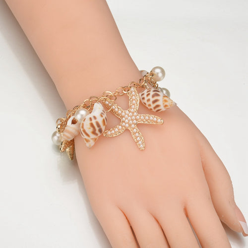 Tidal Marine Shells And Starfish Bohemian Charm Bracelet