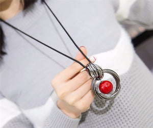 Red White Pearl Ball Pendant