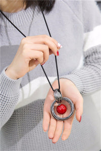 Red White Pearl Ball Pendant