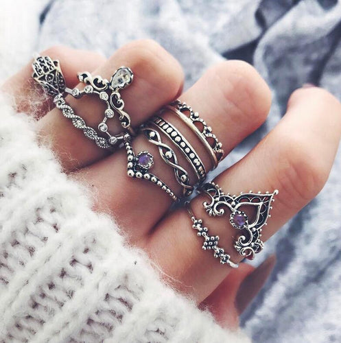 10pcs/set Vintage Midi Finger Rings