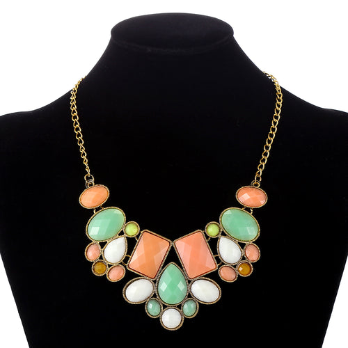 New Statement Choker Fashion Charms Geometry Collar Gem Beads Necklace