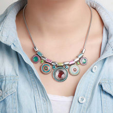 Silver Color Colorful Bead Pendant Statement Necklace