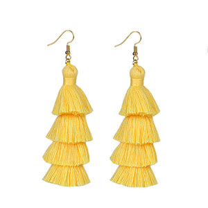 Summer Neon Tiered Long Tassel Earrings