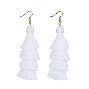 Summer Neon Tiered Long Tassel Earrings