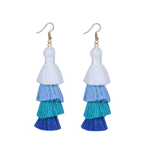 Summer Neon Tiered Long Tassel Earrings