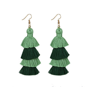 Summer Neon Tiered Long Tassel Earrings