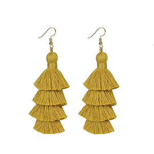 Summer Neon Tiered Long Tassel Earrings