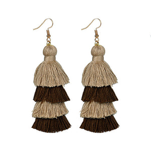 Summer Neon Tiered Long Tassel Earrings