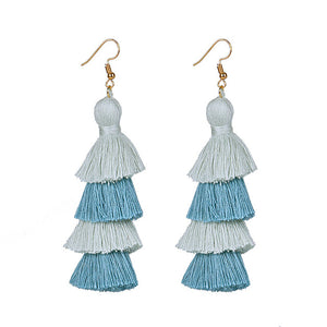 Summer Neon Tiered Long Tassel Earrings