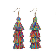 Summer Neon Tiered Long Tassel Earrings