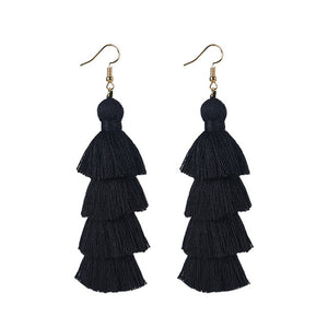 Summer Neon Tiered Long Tassel Earrings