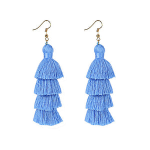 Summer Neon Tiered Long Tassel Earrings