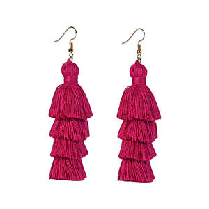 Summer Neon Tiered Long Tassel Earrings